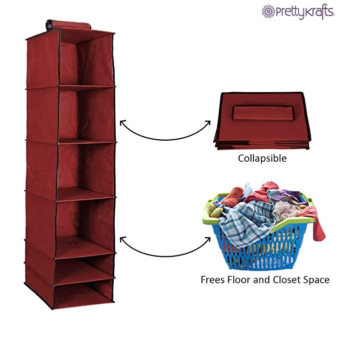 Organizer- 6 Shelves Foldable Hanging Wardrobe Organizers - Utility Mart