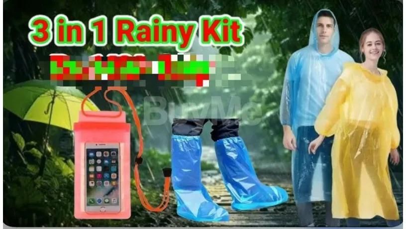 Unisex 3 in 1 Rain Coat (1 Rain Coat, 1 Mobile Cover & 1 Rain Shoe) - Utility Mart