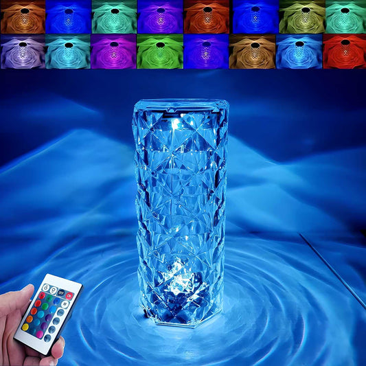 16 Color Changing Rose Crystal Diamond Table Lamp - Utility Mart