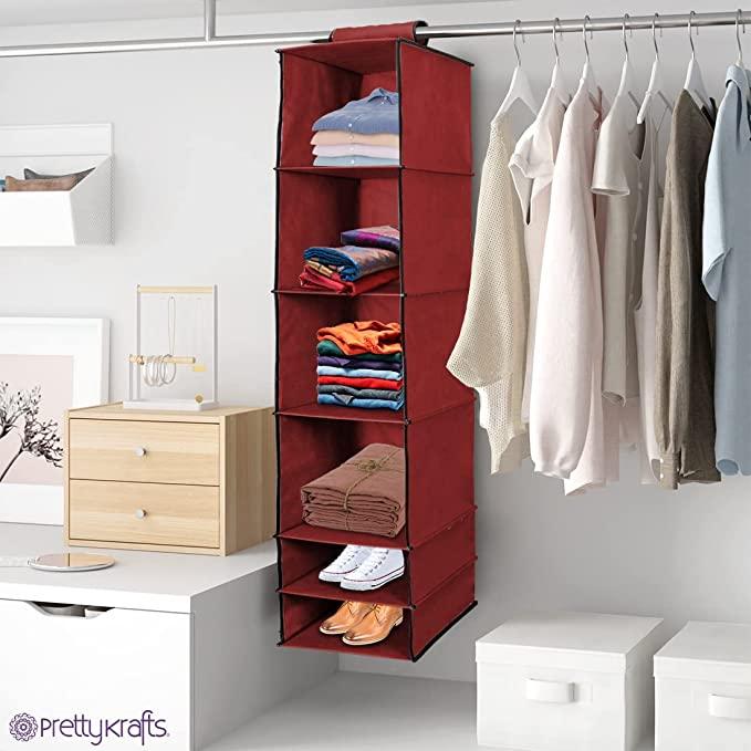 Organizer- 6 Shelves Foldable Hanging Wardrobe Organizers - Utility Mart