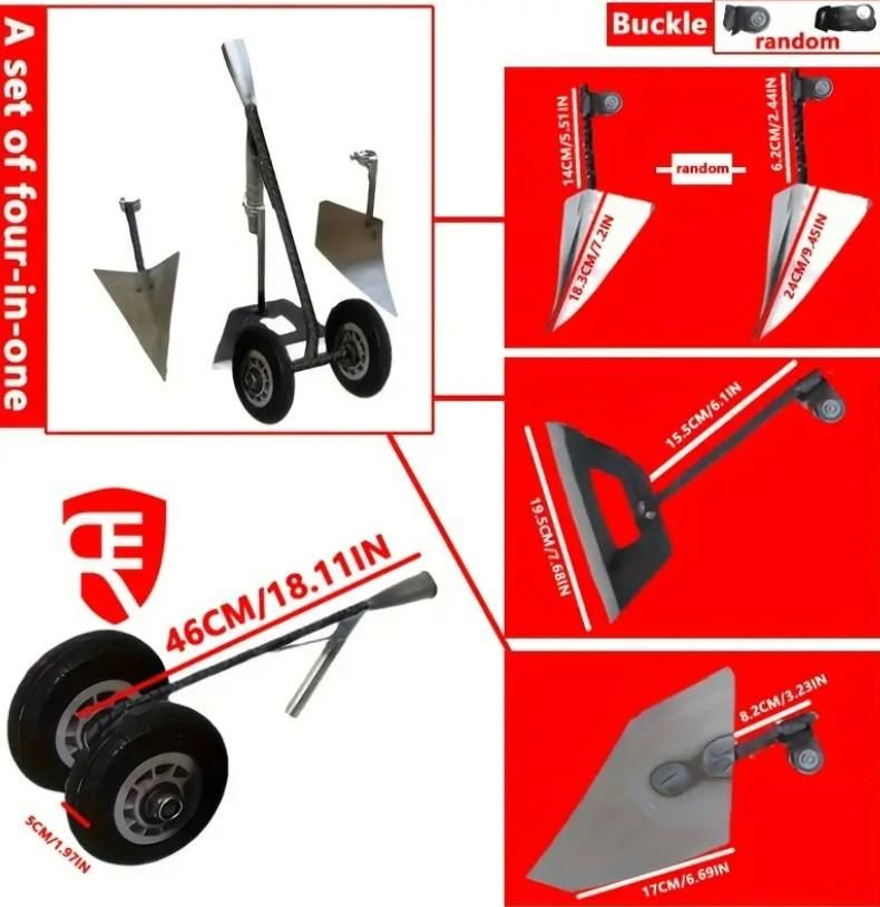 Garden Tool Supporter with Double Wheels & Triangle Shovel - Utility Mart