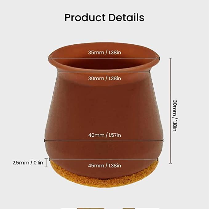 NOBILEA Silicone Chair Leg Protectors with Felt for Hardwood Floors (6PCS), Silicone Furniture Leg Cover Pad for Protecting Floors from Scratches and Noise, Smooth Moving for Chair Feet. - Utility Mart