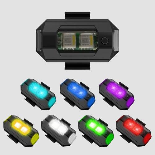 7 Colors LED With 3 Flashing/ Blinking Modes Aircraft Strobe / Helmet Exterior Night Signal Light With USB Rechargeable Cable Kit For Drone Flashing, Bike Bicycle (1 Piece) - Utility Mart