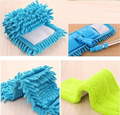 Mop-Wet and Dry Cleaning Flat Microfiber Floor Cleaning Mop with Telescopic Long Handle Dry Mop - Utility Mart