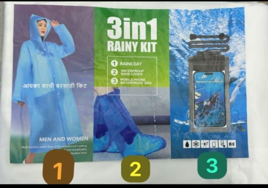 Unisex 3 in 1 Rain Coat (1 Rain Coat, 1 Mobile Cover & 1 Rain Shoe) - Utility Mart