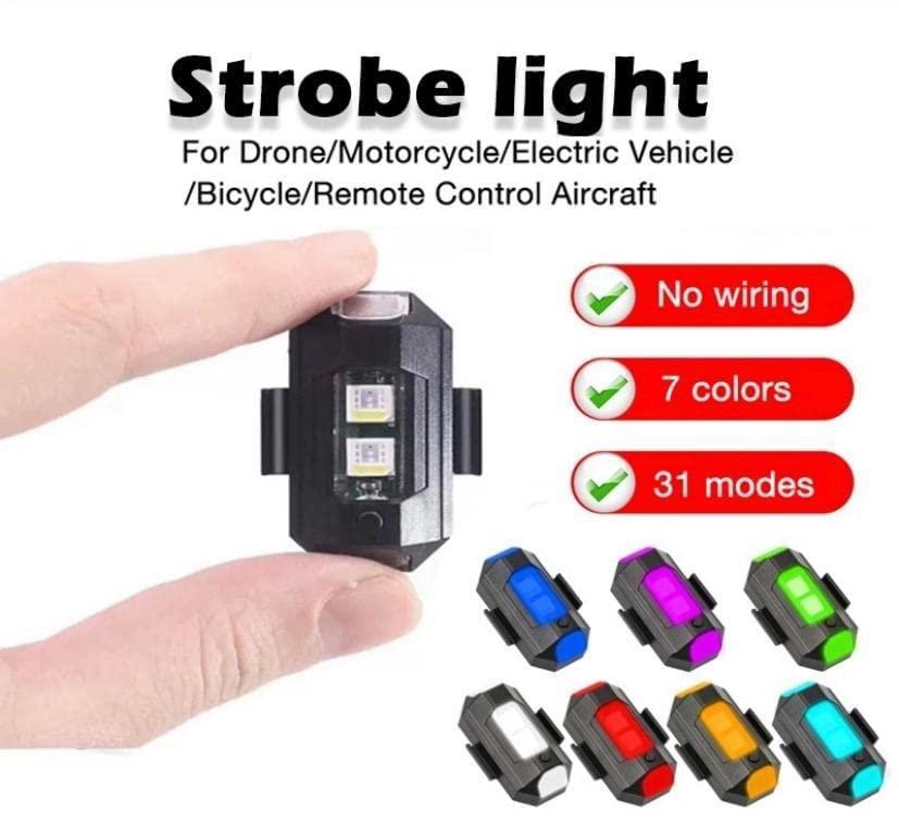 7 Colors LED With 3 Flashing/ Blinking Modes Aircraft Strobe / Helmet Exterior Night Signal Light With USB Rechargeable Cable Kit For Drone Flashing, Bike Bicycle (1 Piece) - Utility Mart