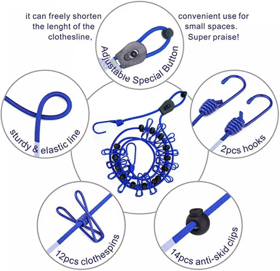 12 PC Travel Cloths Line - Utility Mart