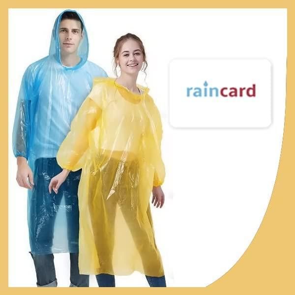 FULLY Reusable Wallet Rain Card Rain Coat for Adults (Set of 5) Multicolour - Utility Mart 