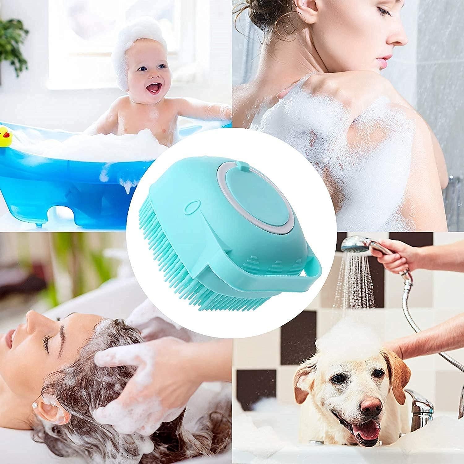SCRUBBING Soft Silicone Bath Brush With Hooks Baby Showers silicon Cleaning Brushes - Utility Mart 
