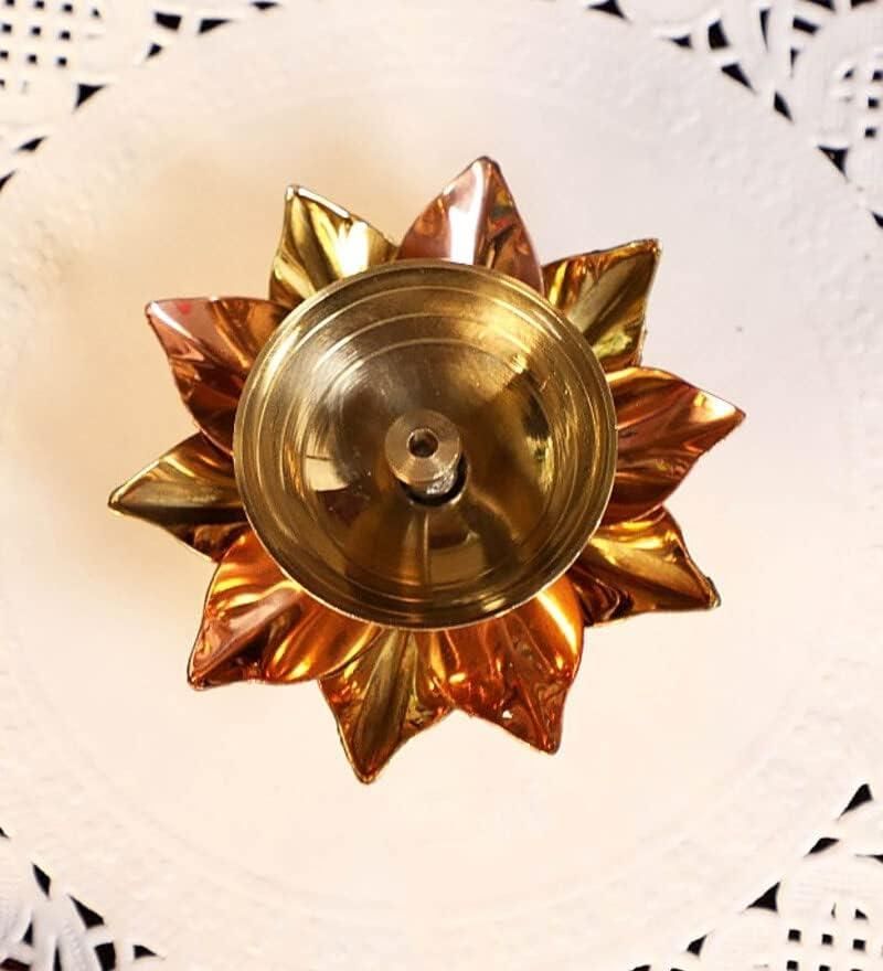 eCraftIndia Set of 2 Floral Shape Metal Diya - Utility Mart 