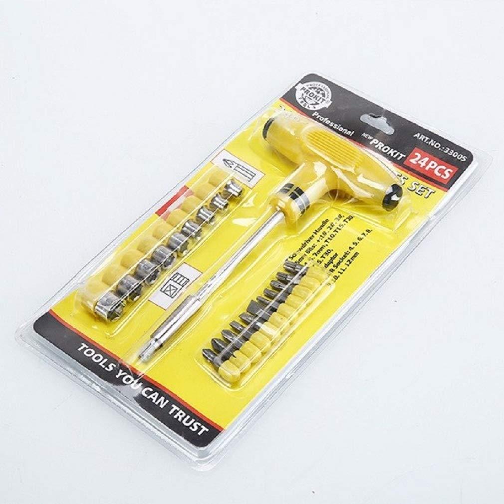 T Shape Screwdriver Set Batch Head Ratchet Pawl Socket Spanner Hand Tools - Utility Mart 