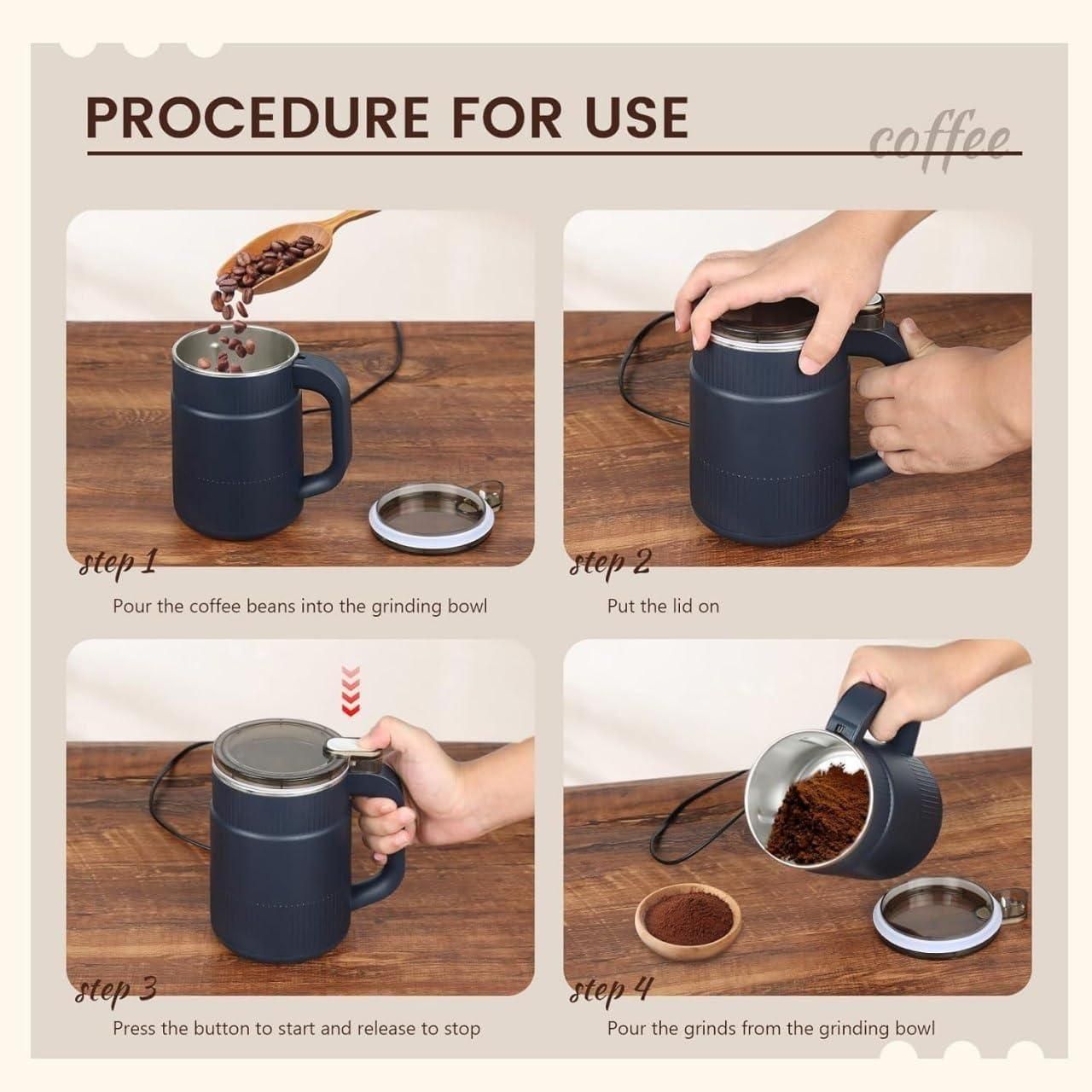 Stainless Steel Herbs Spices Nuts Grain Coffee Grinder for Home - Utility Mart 