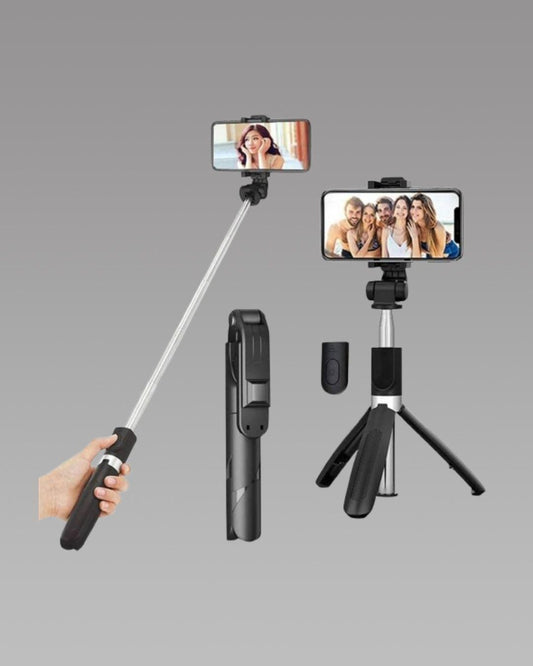 Extendable Flash 3-in-1 Selfie Stick Tripod with Bluetooth Remote - Utility Mart 