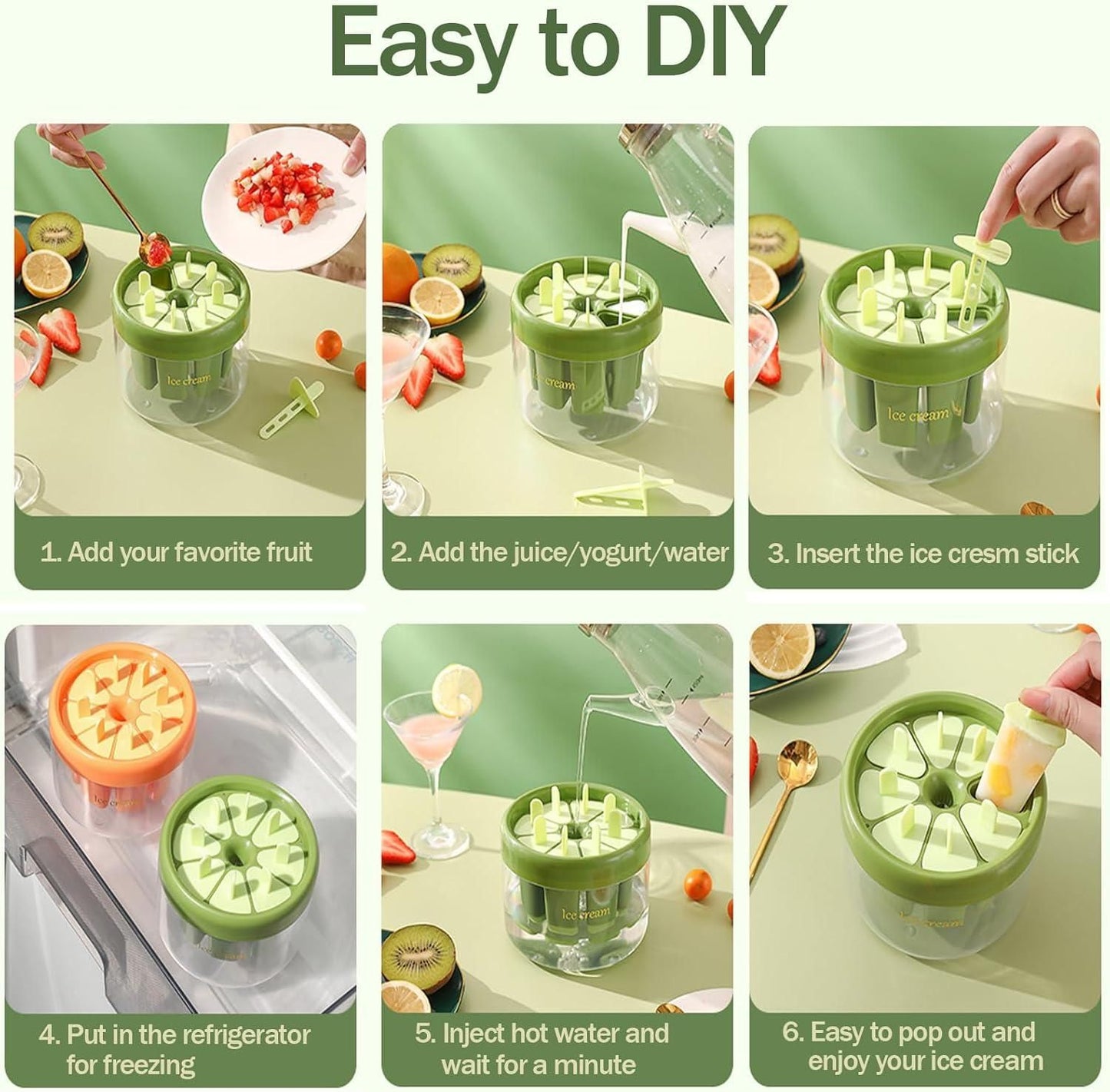 Reusable DIY 8 Pieces Ice Pop Mould - Utility Mart 
