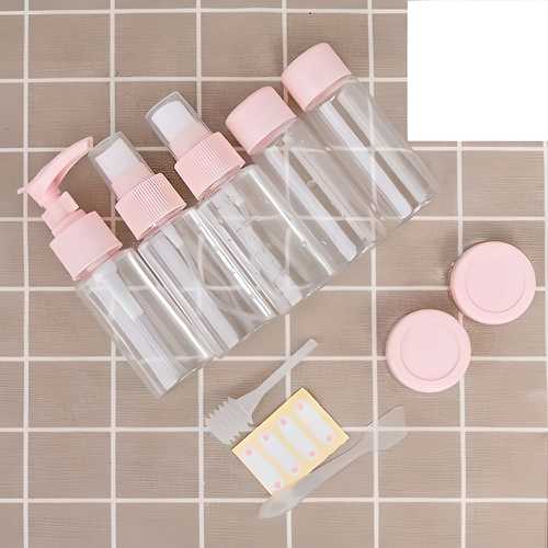 Portable Travel Cosmetics Bottles Plastic Pressing Spray Bottle for Makeup (Pack of 7) - Utility Mart 