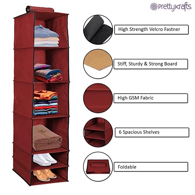 Organizer- 6 Shelves Foldable Hanging Wardrobe Organizers - Utility Mart 