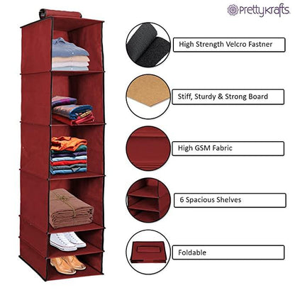 Organizer- 6 Shelves Foldable Hanging Wardrobe Organizers - Utility Mart 