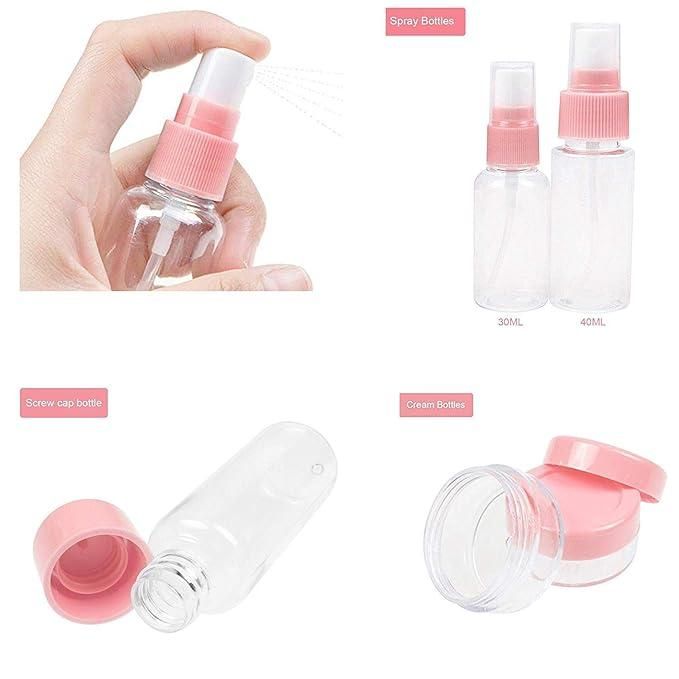 Portable Travel Cosmetics Bottles Plastic Pressing Spray Bottle for Makeup (Pack of 7) - Utility Mart 