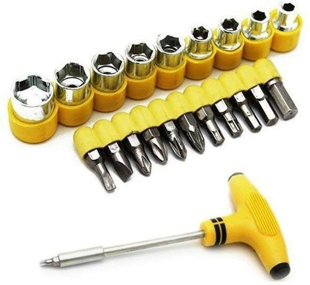 T Shape Screwdriver Set Batch Head Ratchet Pawl Socket Spanner Hand Tools - Utility Mart 