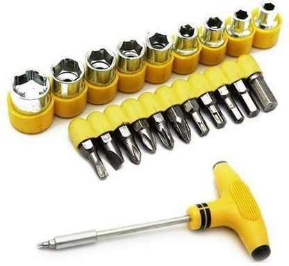 T Shape Screwdriver Set Batch Head Ratchet Pawl Socket Spanner Hand Tools - Utility Mart 