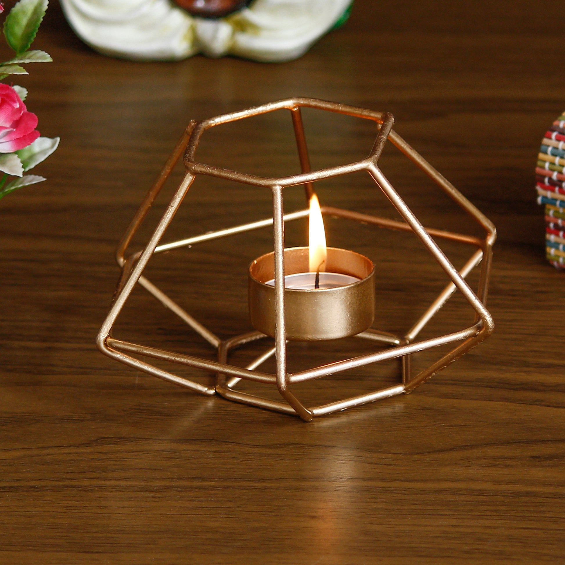 eCraftIndia Decorative Handcrafted Metal Tea Light Holder - Utility Mart 