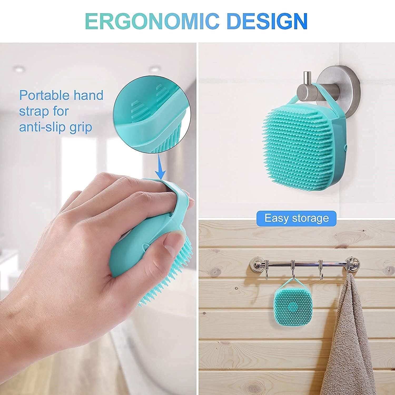 SCRUBBING Soft Silicone Bath Brush With Hooks Baby Showers silicon Cleaning Brushes - Utility Mart 