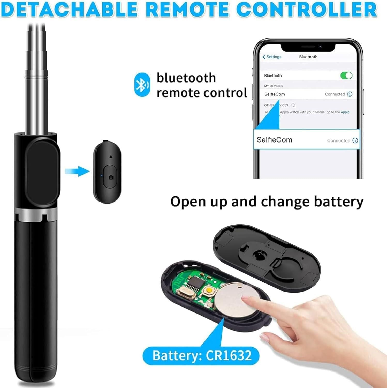 Extendable Flash 3-in-1 Selfie Stick Tripod with Bluetooth Remote - Utility Mart 