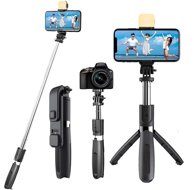 Extendable Flash 3-in-1 Selfie Stick Tripod with Bluetooth Remote - Utility Mart 
