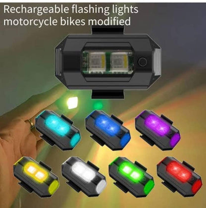 7 Colors LED With 3 Flashing/ Blinking Modes Aircraft Strobe / Helmet Exterior Night Signal Light With USB Rechargeable Cable Kit For Drone Flashing, Bike Bicycle (1 Piece) - Utility Mart 