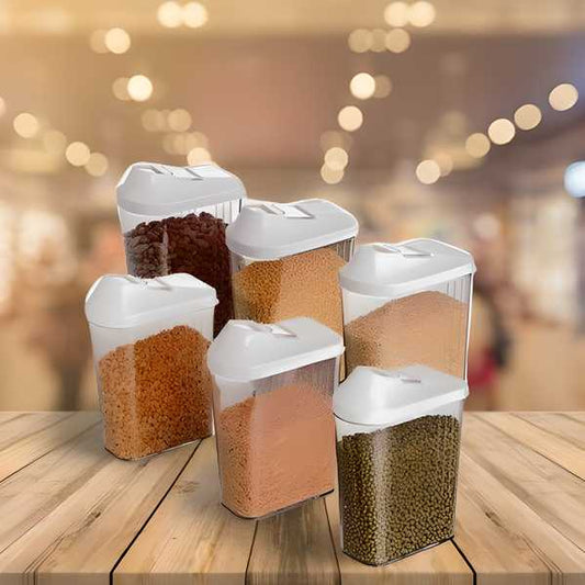 Plastic Dispenser Jar/Container (15x9x22cm) Pack of 6 - Utility Mart 