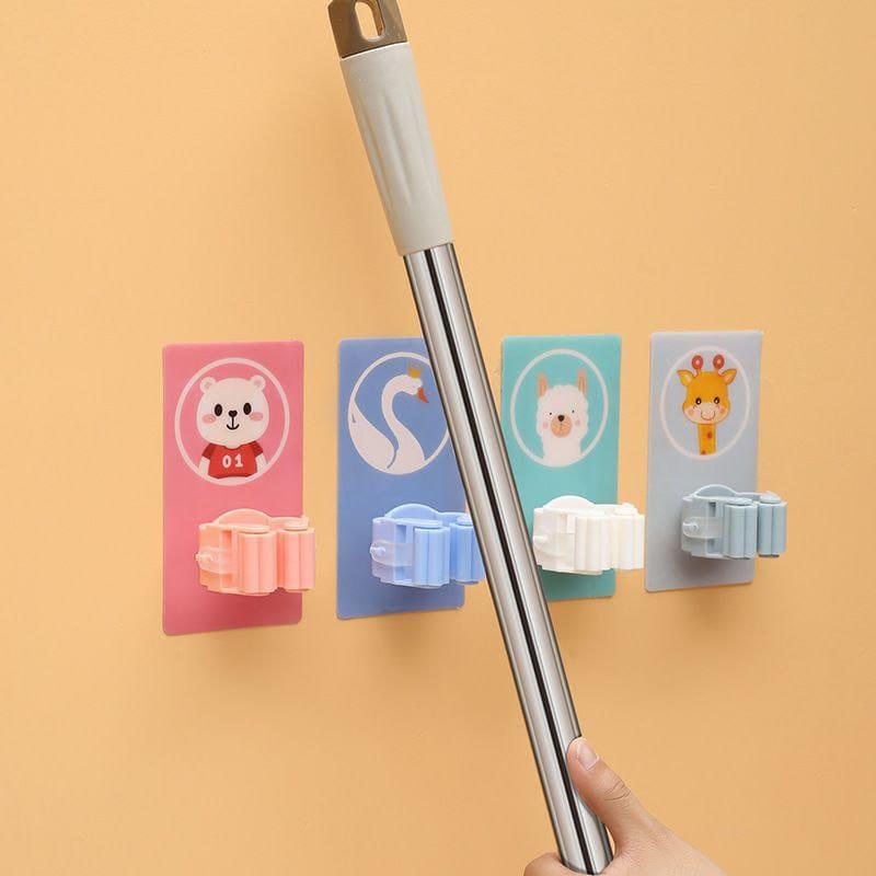 Mop Broom Holder-Wall Mounted Cartoon Mop, Broom Holders(Pack of 3) - Utility Mart 