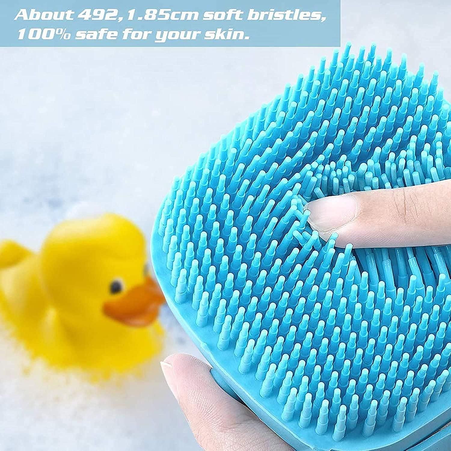 SCRUBBING Soft Silicone Bath Brush With Hooks Baby Showers silicon Cleaning Brushes - Utility Mart 