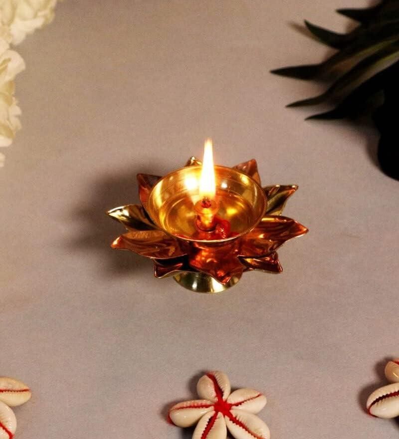 eCraftIndia Set of 2 Floral Shape Metal Diya - Utility Mart 