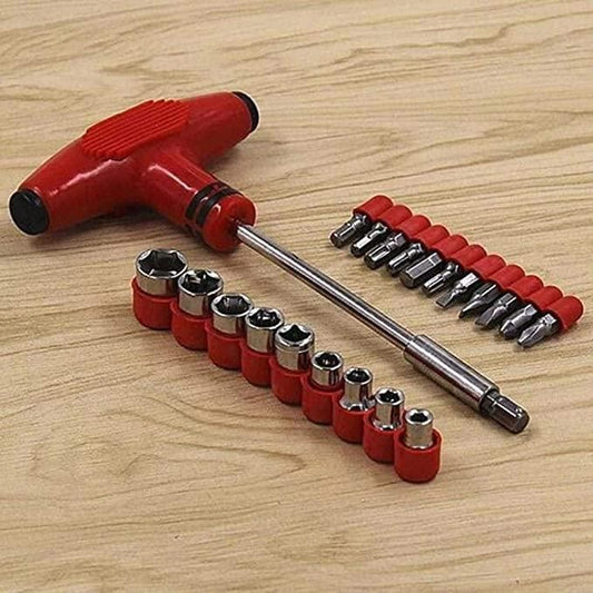 T Shape Screwdriver Set Batch Head Ratchet Pawl Socket Spanner Hand Tools - Utility Mart 