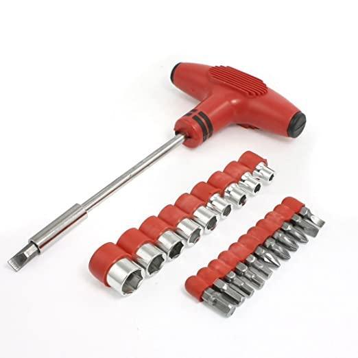 T Shape Screwdriver Set Batch Head Ratchet Pawl Socket Spanner Hand Tools - Utility Mart 