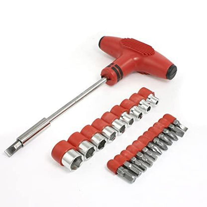 T Shape Screwdriver Set Batch Head Ratchet Pawl Socket Spanner Hand Tools - Utility Mart 