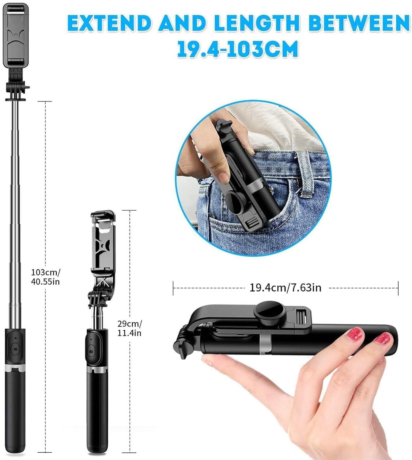 Extendable Flash 3-in-1 Selfie Stick Tripod with Bluetooth Remote - Utility Mart 